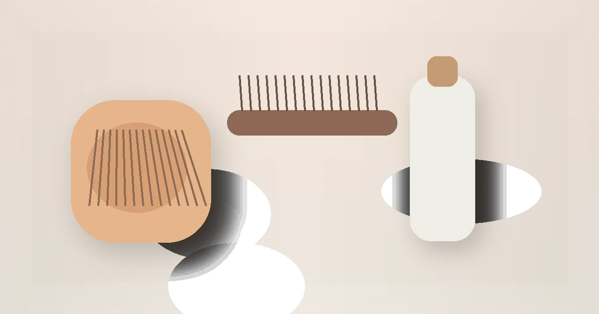 How to Do Heatless Curls Overnight (A Practical No-Heat Routine) guide visual with a hair brush, comb, and wash-day tools.
