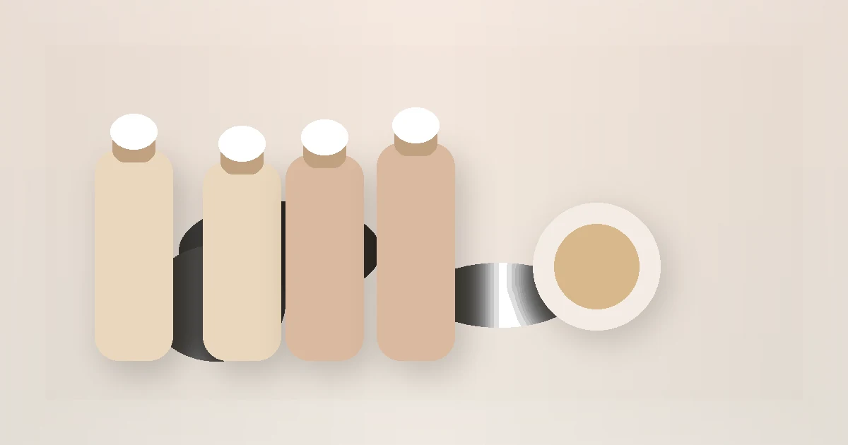 Night Skincare Routine for Beginners guide visual with skincare bottles and jars on a calm routine surface.