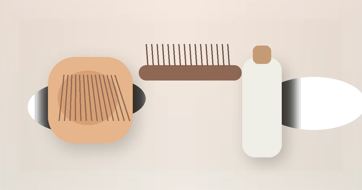 How to Patch Test Hair Dye at Home (Step-by-Step) guide visual with a hair brush, comb, and wash-day tools.