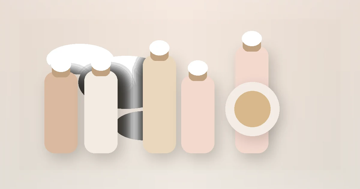 Sensitive Skin Routine for Beginners guide visual with skincare bottles and jars on a calm routine surface.