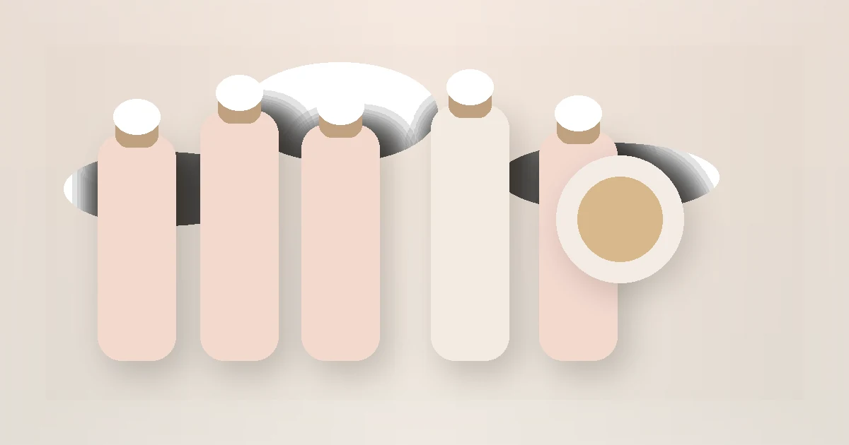 Simple Skincare Routine for Teens guide visual with skincare bottles and jars on a calm routine surface.