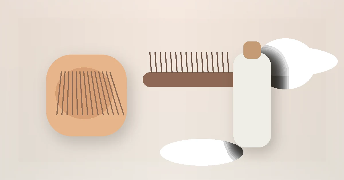 Weekly Hair Care Routine for Beginners guide visual with a hair brush, comb, and wash-day tools.